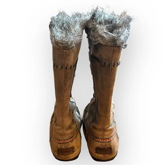 Sorel Cate the Great boots Winter Snow Rain boots with fur trim brown Size 5.5