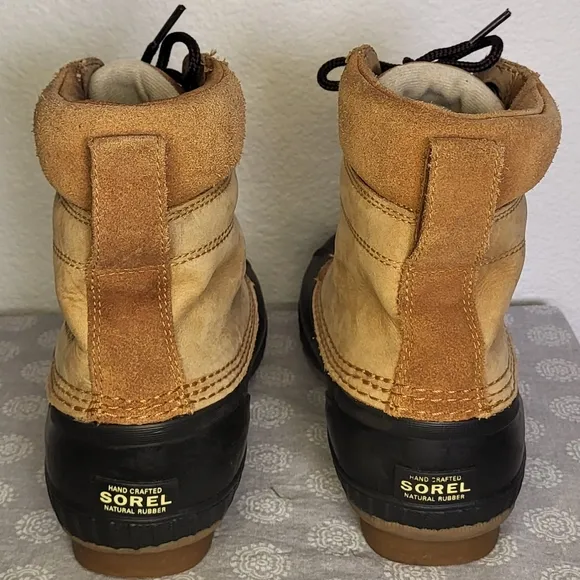 Sorel Chipmunk Brown Leather Cheyenne Lace Up Duck Boots Size 5
