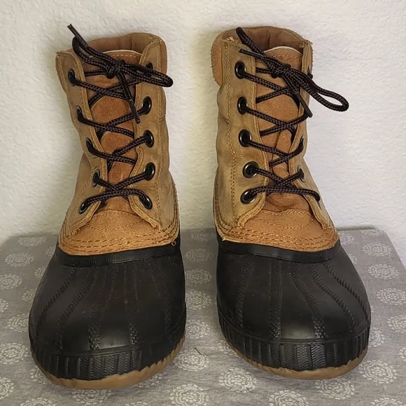 Sorel Chipmunk Brown Leather Cheyenne Lace Up Duck Boots Size 5