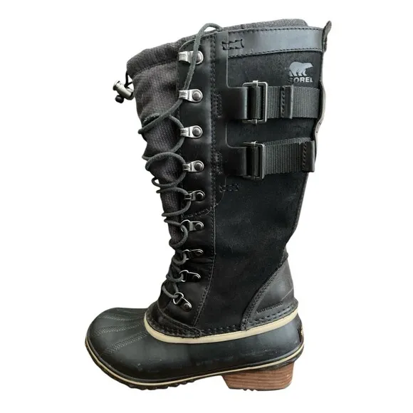 Sorel Conquest Carly II Women's Boots Snow Winter Riding Black Tall Size 6.5