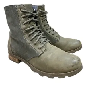Sorel Emelie Short Lace Waterproof Boots NL3309326 Shoes Green Womens Size 6.5