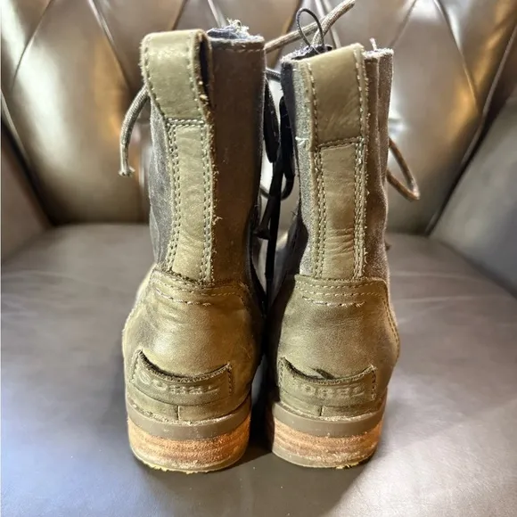 Sorel Emelie Short Lace Waterproof Boots NL3309326 Shoes Green Womens Size 6.5