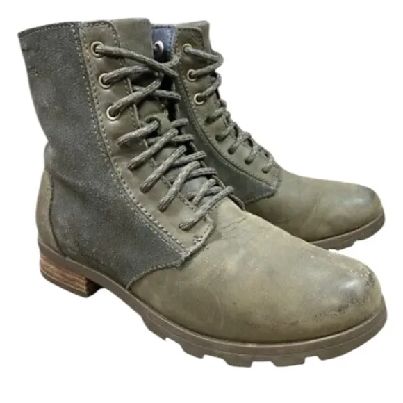 Sorel Emelie Short Lace Waterproof Boots NL3309326 Shoes Green Womens Size 6.5