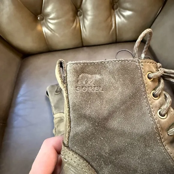 Sorel Emelie Short Lace Waterproof Boots NL3309326 Shoes Green Womens Size 6.5