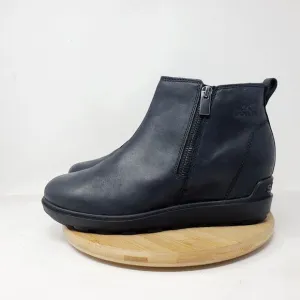 Sorel Evie II Boots Womens 9 Black Leather Hidden Wedge Heel Waterproof Shoes
