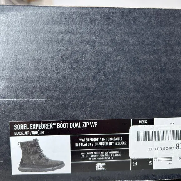 Sorel Explorer Next Joan Waterproof Casual Boots Black/Fawn Women 7 NWB Snow