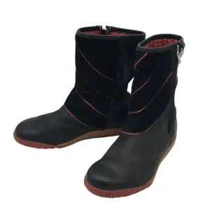 Sorel Firenzy Winter Black &amp; Red Leather Ankle Booties Boots retro Y2K size 7.5