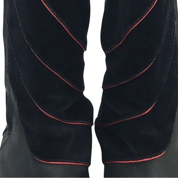 Sorel Firenzy Winter Black &amp; Red Leather Ankle Booties Boots retro Y2K size 7.5
