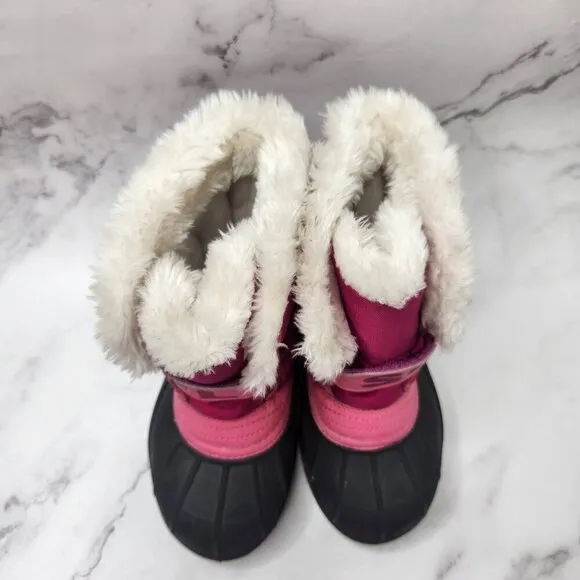 Sorel Girls Faux Fur Lined Pink Winter Snowboots Snow Boots Kids 10