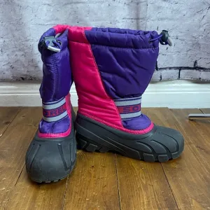 Sorel girls size 1 pink and purple snow boots