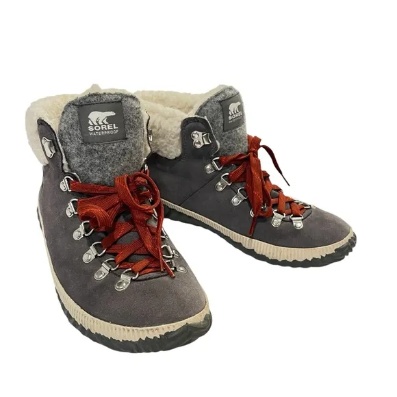 Sorel Gray and Red Women's waterproof boots