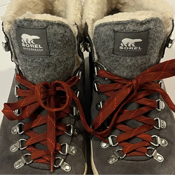 Sorel Gray and Red Women's waterproof boots