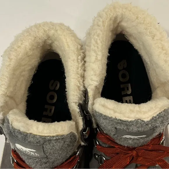 Sorel Gray and Red Women's waterproof boots