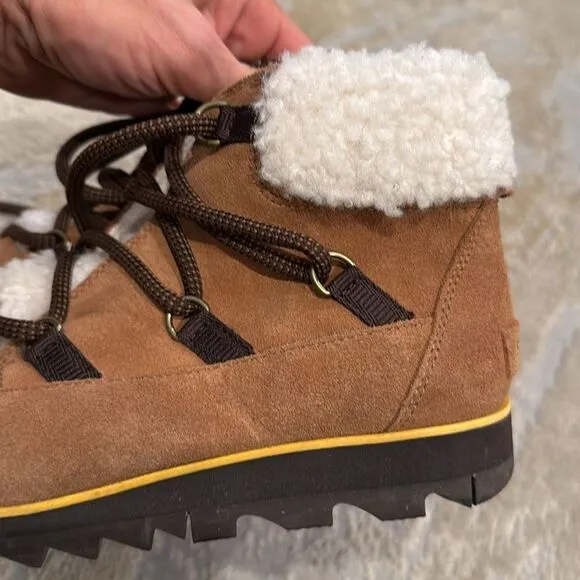 SOREL Harlow Lace Cozy Size 7.5 Brown Shearling Women’s Snow Boots MSRP $150 EUC