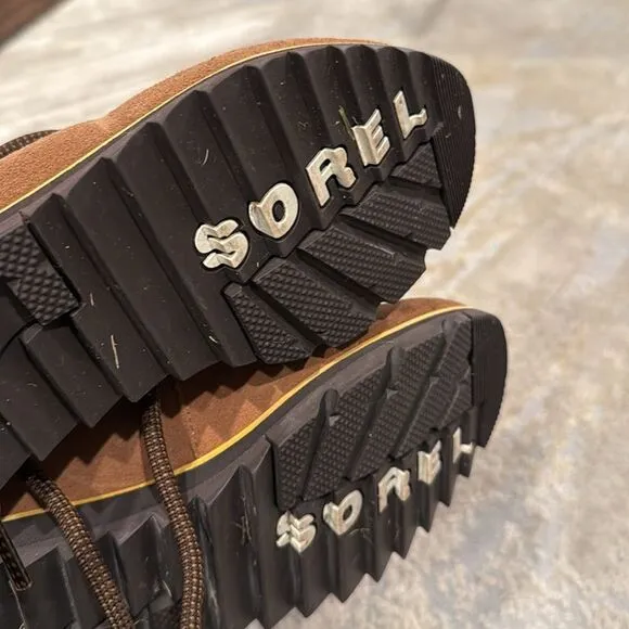 SOREL Harlow Lace Cozy Size 7.5 Brown Shearling Women’s Snow Boots MSRP $150 EUC