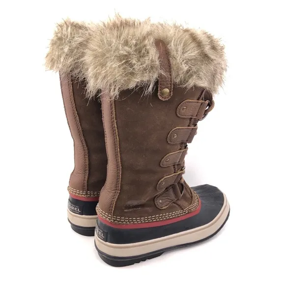 Sorel Joan of Arctic Brown Leather Tall Winter Boots 8