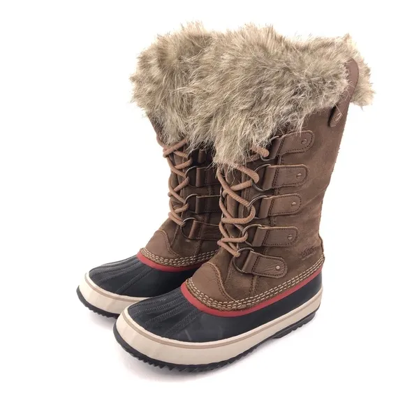 Sorel Joan of Arctic Brown Leather Tall Winter Boots 8