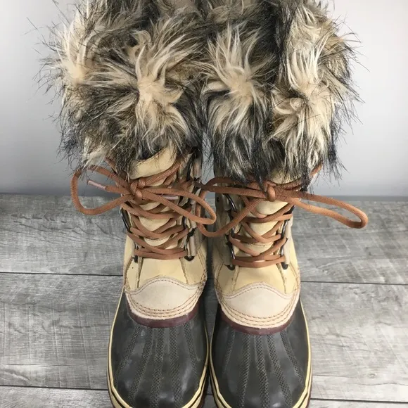 Sorel Joan of Arctic Womens Snow Waterproof Wheat Leather Boots NL1540 Size 9