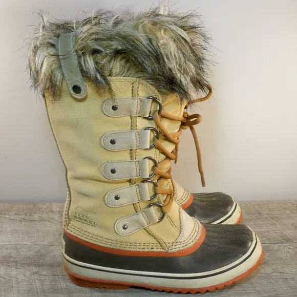 Sorel Joan of Arctic Womens Winter Waterproof Wheat Leather Boots NL1540 Size 7