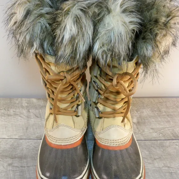 Sorel Joan of Arctic Womens Winter Waterproof Wheat Leather Boots NL1540 Size 7