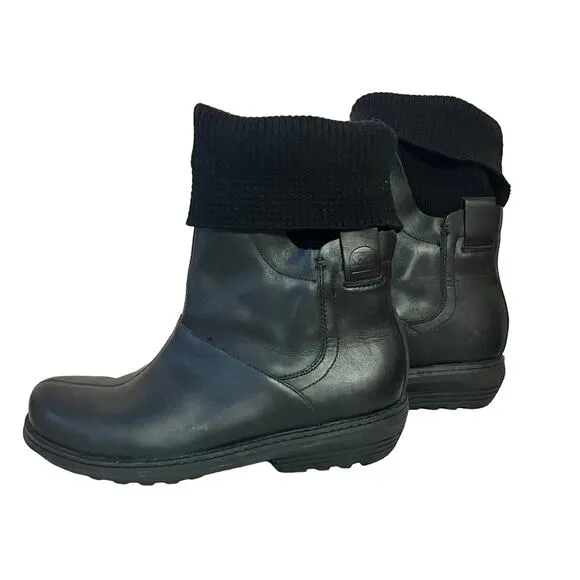 SOREL Juneau Snow Winter Boots • Women 9.5• Black Columbia Knit Sick Liners