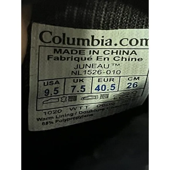 SOREL Juneau Snow Winter Boots • Women 9.5• Black Columbia Knit Sick Liners
