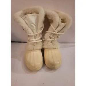 Sorel Kaufman Women's White Fur Lined Mid Calf Snow Winter Boots Size 10.5