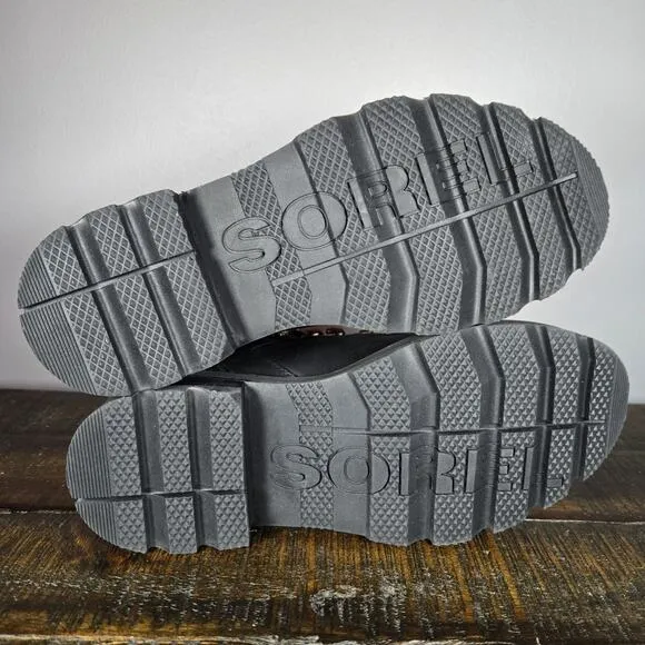 Sorel Lennox Hiker Womens Size 6.5 Lace Up Waterproof Ankle Boots Leather Black