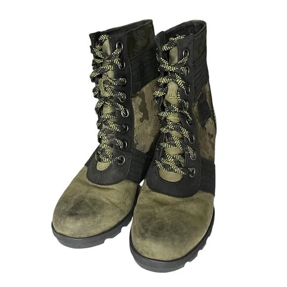 Sorel Lexie Camouflage Lace Up Wedge Boots Women Size 7.5