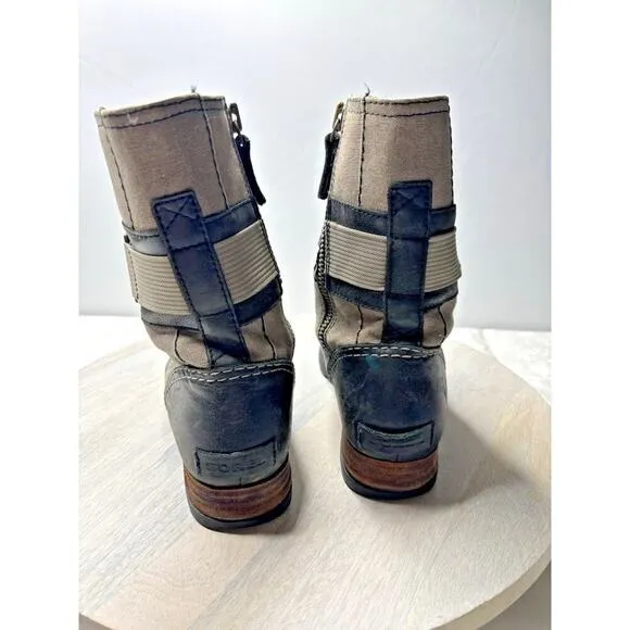 Sorel Major Carley Conquest Leather Textile Combat Outdoor Booties Women’s 7