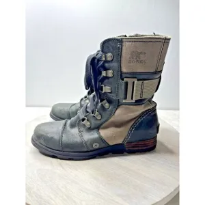 Sorel Major Carley Conquest Leather Textile Combat Outdoor Booties Women’s 7