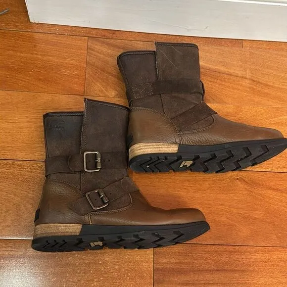 Sorel Major Moto wool lined Leather Suede Boots Women’s Brown size 7