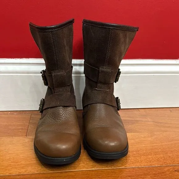 Sorel Major Moto wool lined Leather Suede Boots Women’s Brown size 7