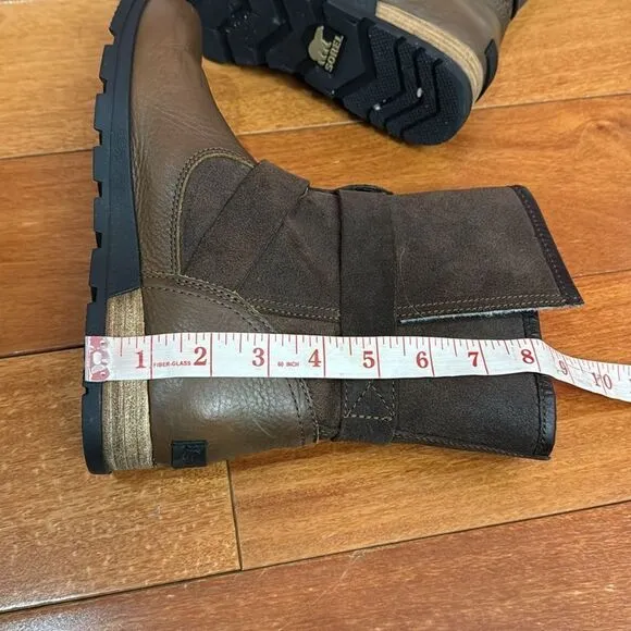 Sorel Major Moto wool lined Leather Suede Boots Women’s Brown size 7