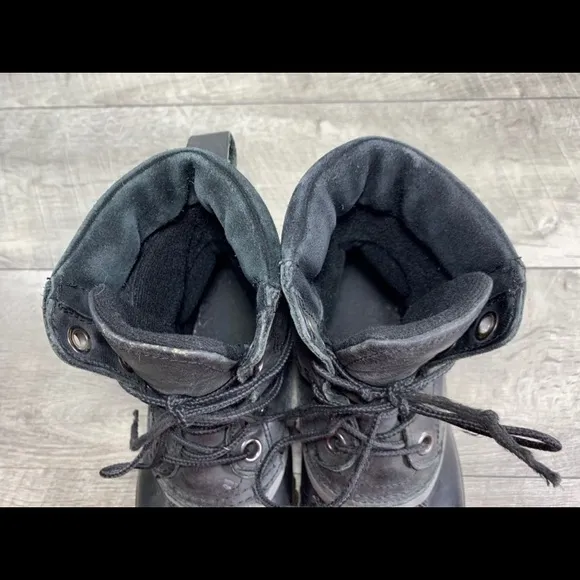 Sorel NY1848 Youth Boys Duck Black Leather Snow Winter Rain Booties Boots Size 5