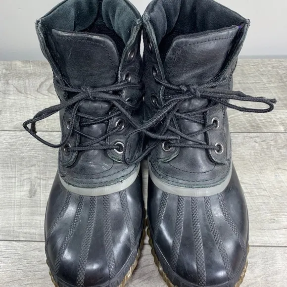 Sorel NY1848 Youth Boys Duck Black Leather Snow Winter Rain Booties Boots Size 5