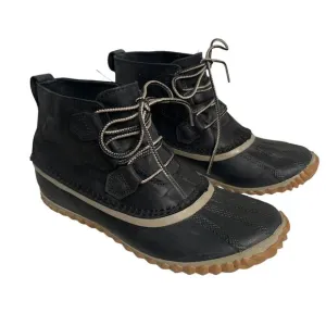 Sorel Out N About Leather Rain Snow Waterproof Duck Boots Black Women 7