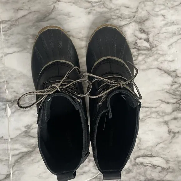 Sorel Out N About Leather Rain Snow Waterproof Duck Boots Black Women 7