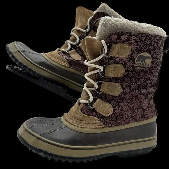 Sorel PAC Womens 7 Winter Snow Boots Waterproof Insulated Mid-Calf Snowflake