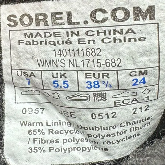 Sorel PAC Womens 7 Winter Snow Boots Waterproof Insulated Mid-Calf Snowflake