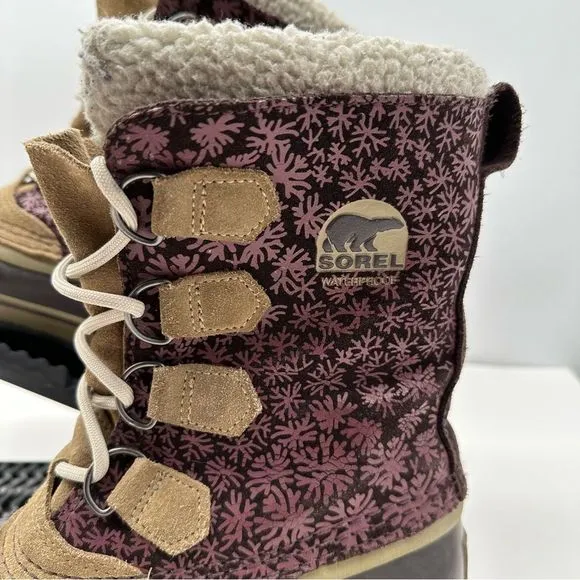 Sorel PAC Womens 7 Winter Snow Boots Waterproof Insulated Mid-Calf Snowflake