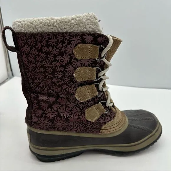 Sorel PAC Womens 7 Winter Snow Boots Waterproof Insulated Mid-Calf Snowflake