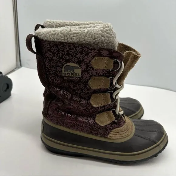 Sorel PAC Womens 7 Winter Snow Boots Waterproof Insulated Mid-Calf Snowflake