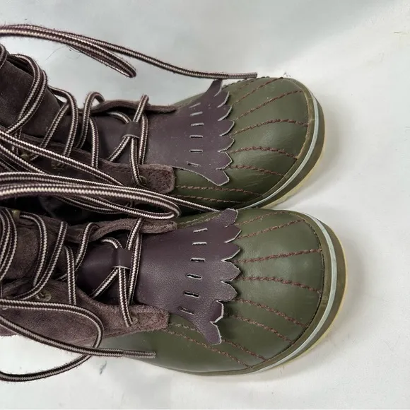 Sorel Tivoli Camp 18 Winter Snow Boots Brown Green Waterproof Womens Size 7