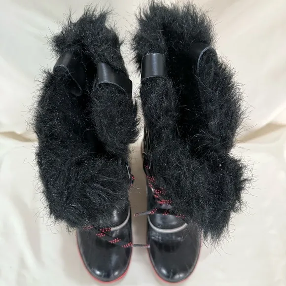 Sorel Tofino Cate NL2191-010‎ Women Sz 7 Black Fur Waterproof Winter Snow Boots