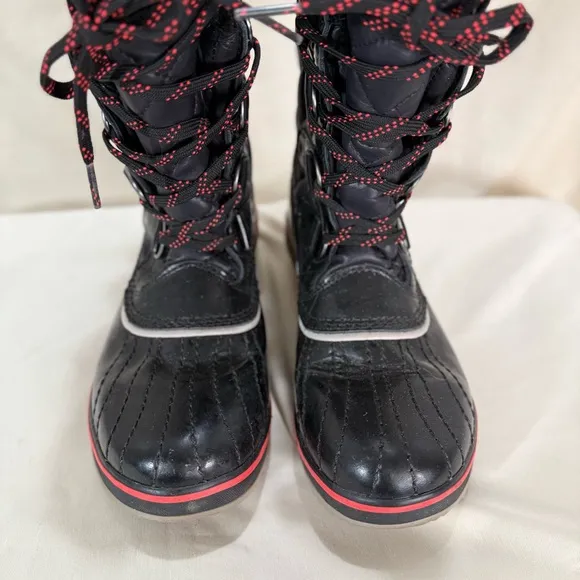 Sorel Tofino Cate NL2191-010‎ Women Sz 7 Black Fur Waterproof Winter Snow Boots