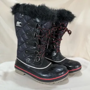 Sorel Tofino Cate NL2191-010‎ Women Sz 7 Black Fur Waterproof Winter Snow Boots
