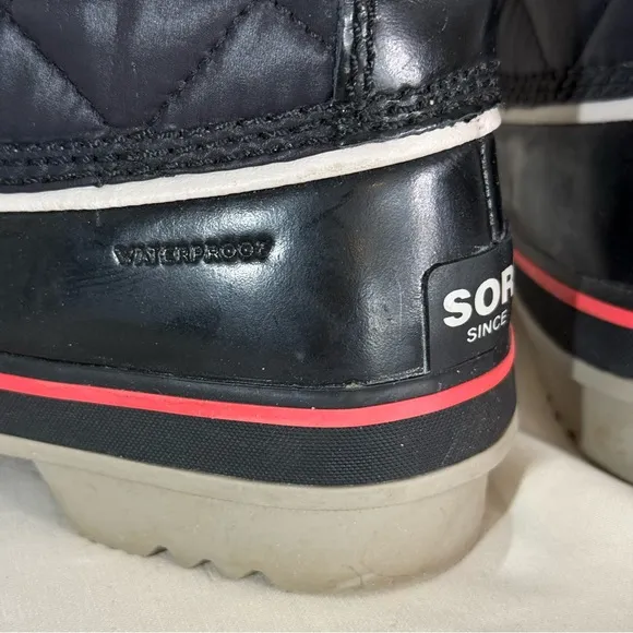Sorel Tofino Cate NL2191-010‎ Women Sz 7 Black Fur Waterproof Winter Snow Boots