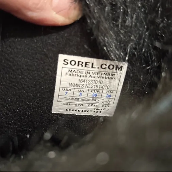 Sorel Tofino Cate NL2191-010‎ Women Sz 7 Black Fur Waterproof Winter Snow Boots