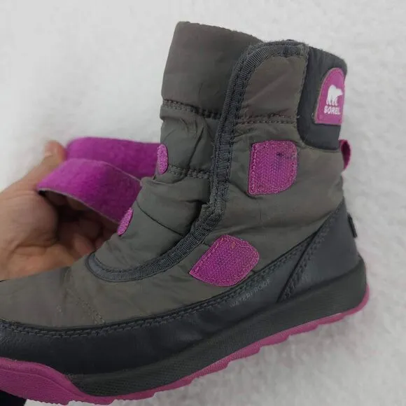 Sorel Whitney II Strap Unisex Kids Quarry Grill Gray Pink Snow Boots 13